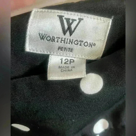 Worthington Skirt Black White Polka Dot Mini Short Pockets Women Size 12P - Picture 5 of 7